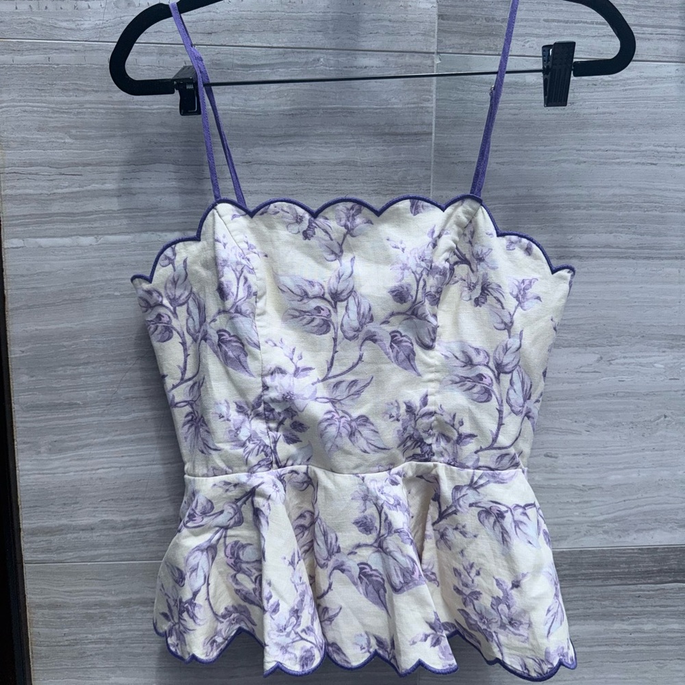 Zimmermann Purple and Cream Floral Camisole